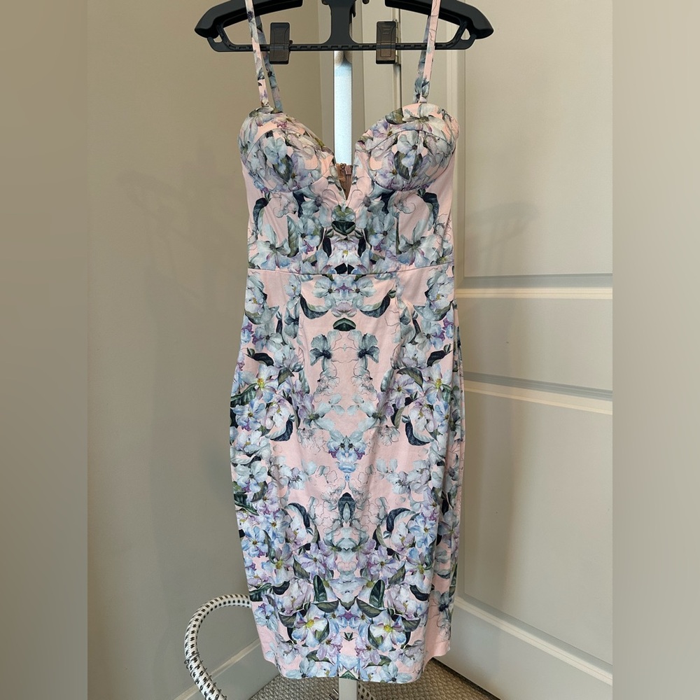 ASOS Pink Floral Midi Dress (size 4)